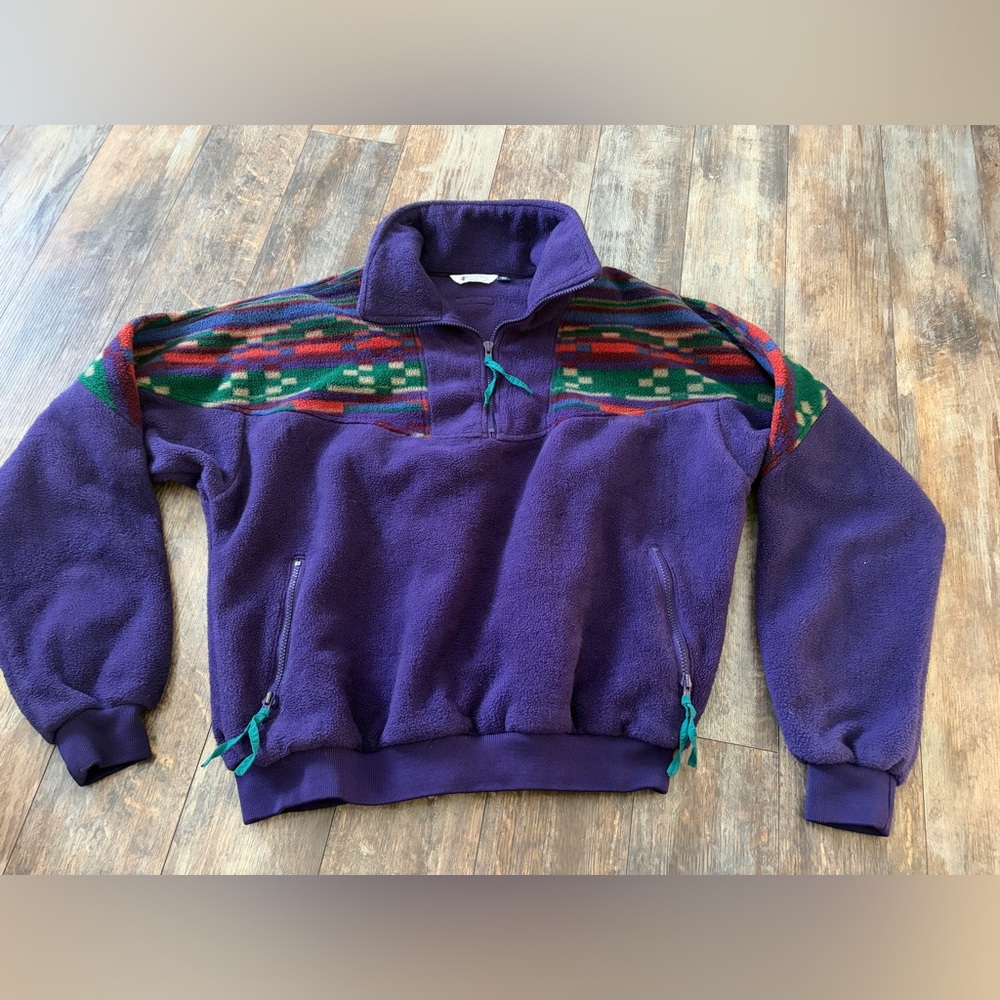 Vintage Columbia Printed Shoulder Half-Zip Fleece Jacket Men’s Sz XL